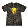 [[color:Spider Black]] Softball Skull Tie Dye T-shirt Spider Black