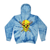 [[color:Spider Baby Blue]] Softball Skull Tie Dye Hoodie Spider Baby Blue