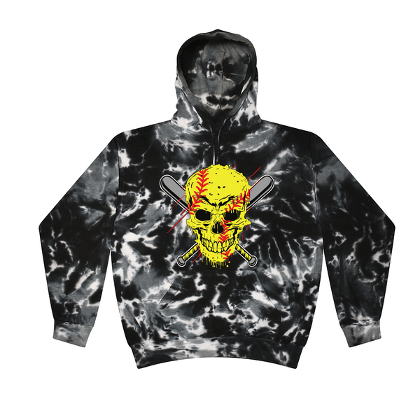 [[color:Multi Black]] Softball Skull Tie Dye Hoodie Multi Black