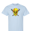 [[color:Light Blue]] Softball Skull Short Sleeve T-shirt Light Blue