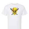 [[color:White]] Softball Skull Short Sleeve T-shirt White