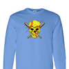 [[color:Carolina Blue]] Softball Skull Long Sleeve T-shirt Carolina Blue