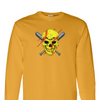 [[color:Gold]] Softball Skull Long Sleeve T-shirt Gold