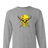 [[color:Sport Grey]] Softball Skull Long Sleeve T-shirt Sport Grey