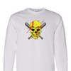[[color:White]] Softball Skull Long Sleeve T-shirt White