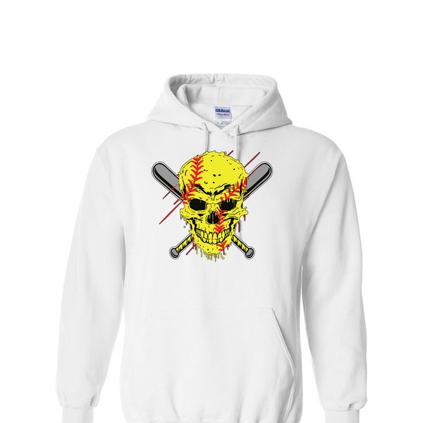 [[color:White]] Softball Skull Hoodie White