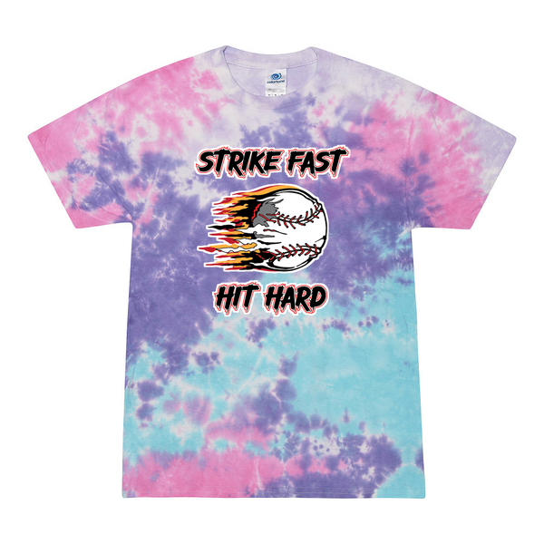 [[color:Cotton Candy]] Strike Fast Hit Hard Baseball Tie Dye T-shirt Cotton Candy