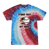 [[color:Firecracker]] Strike Fast Hit Hard Baseball Tie Dye T-shirt Firecracker