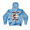 [[color:Spider Baby Blue]] Strike Fast Hit Hard Baseball Tie Dye Hoodie Spider Baby Blue