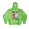 [[color:Spider Lime]] Strike Fast Hit Hard Baseball Tie Dye Hoodie Spider Lime