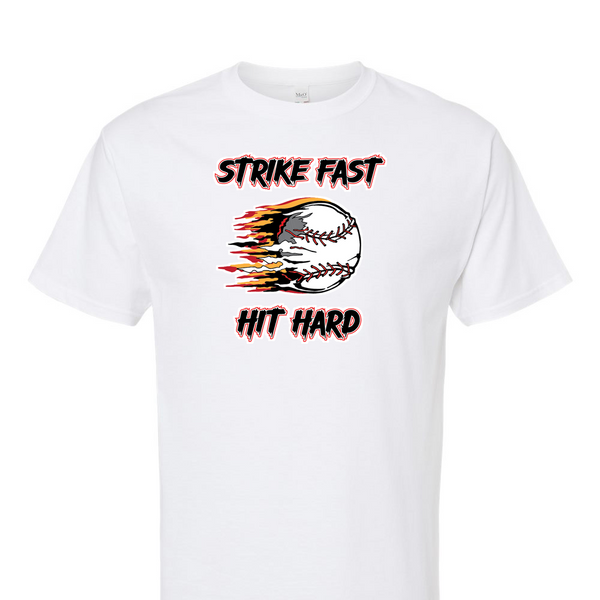 [[color:White]] Strike Fast Hit Hard Baseball Short Sleeve T-shirt White