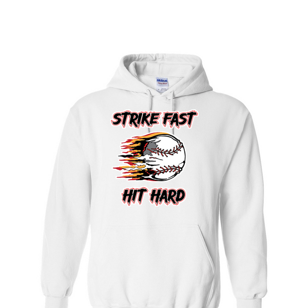 [[color:White]] Strike Fast Hit Hard Baseball Hoodie White