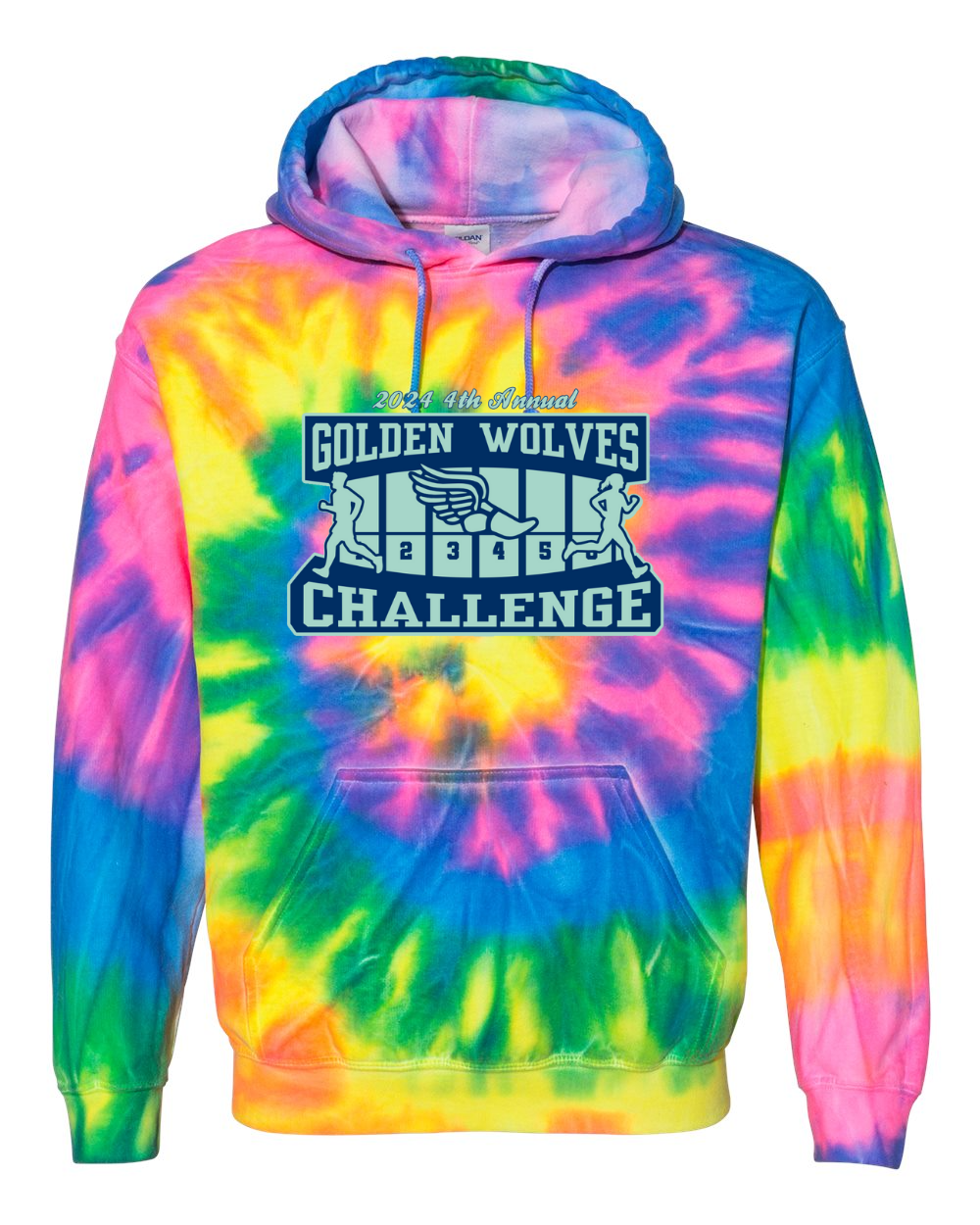 2024 4th Annual Golden Wolves Challenge Tie Dye Hoodies