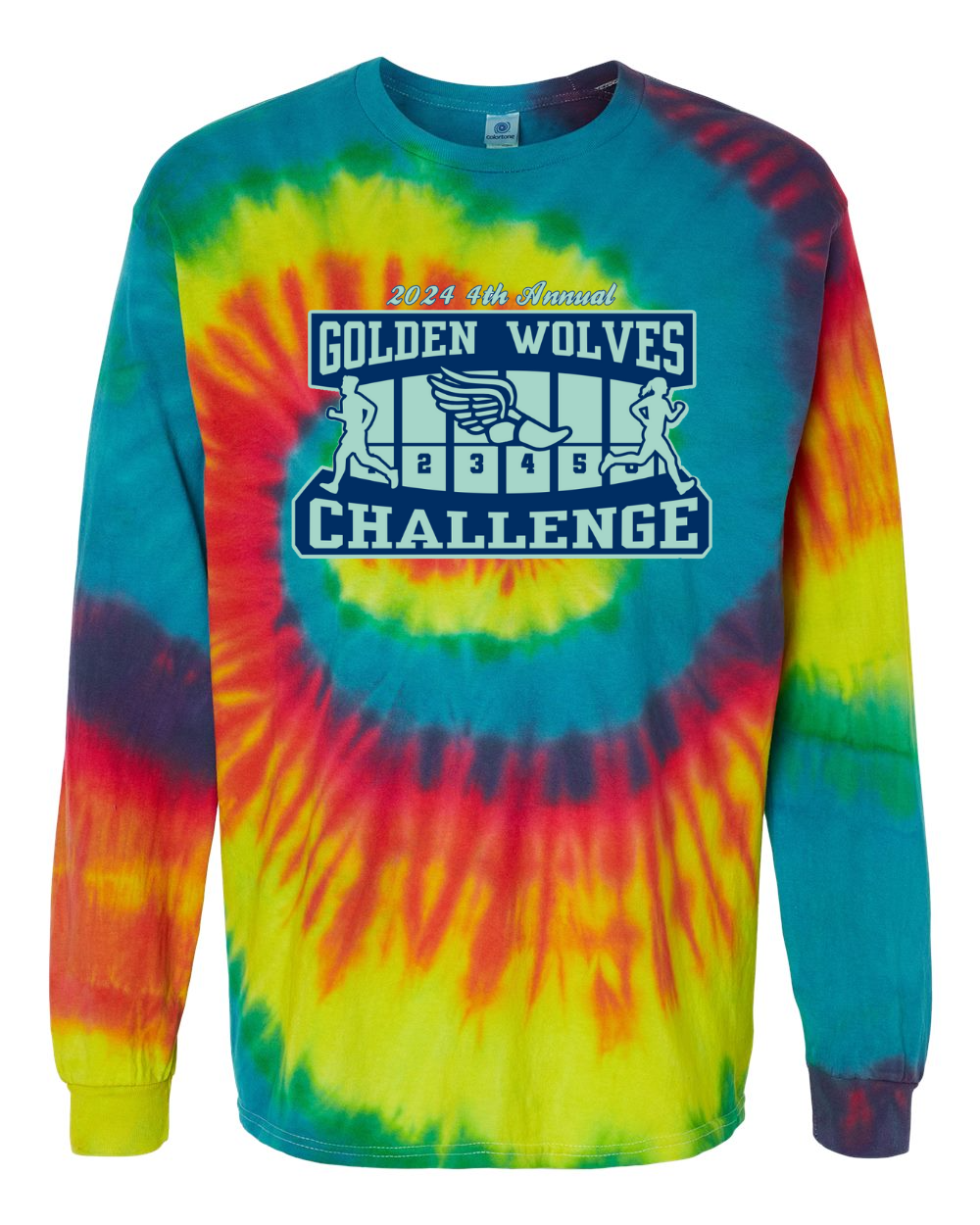 2024 4th Annual Golden Wolves Challenge Tie Dye Long Sleeve