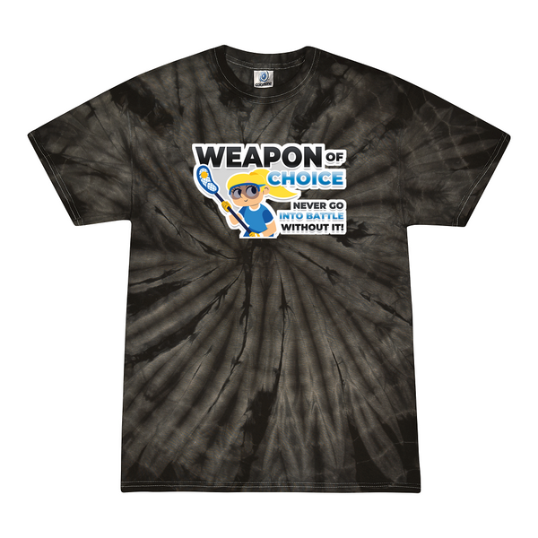[[color:Spider Black]] Weapon of Choice Blue Jersey Girls Lacrosse Tie Dye T-shirt Spider Black