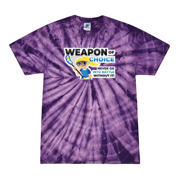 [[color:Spider Purple]] Weapon of Choice Blue Jersey Girls Lacrosse Tie Dye T-shirt Spider Purple