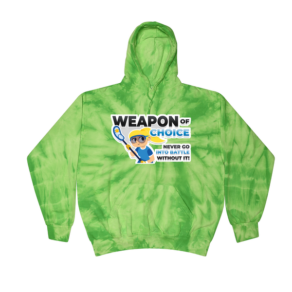 [[color:Spider Lime]] Weapon of Choice Blue Jersey Girls Lacrosse Tie Dye Hoodie Spider Lime