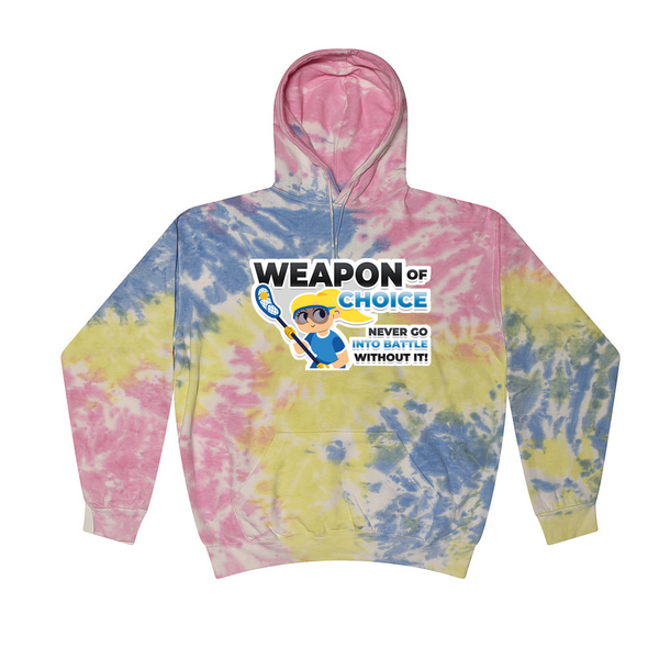 [[color:Sherbert]] Weapon of Choice Blue Jersey Girls Lacrosse Tie Dye Hoodie Sherbert