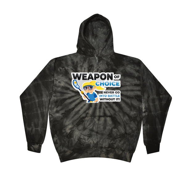 [[color:Spider Black]] Weapon of Choice Blue Jersey Girls Lacrosse Tie Dye Hoodie Spider Black