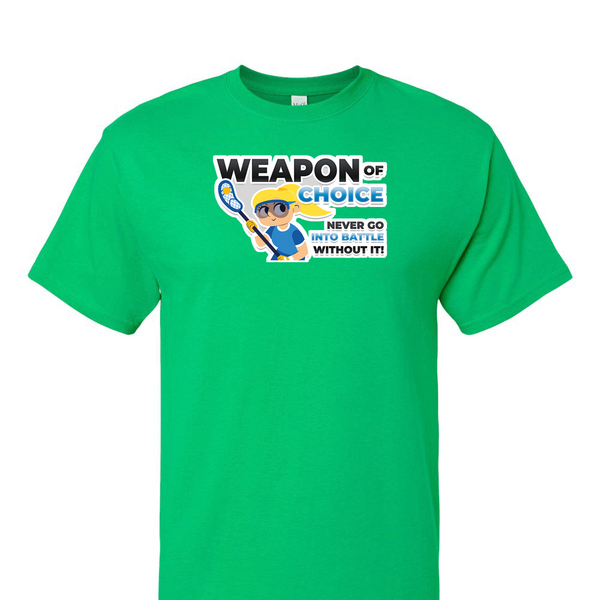 [[color:Irish Green]] Weapon of Choice Blue Jersey Girls Lacrosse Short Sleeve T-shirt Irish Green