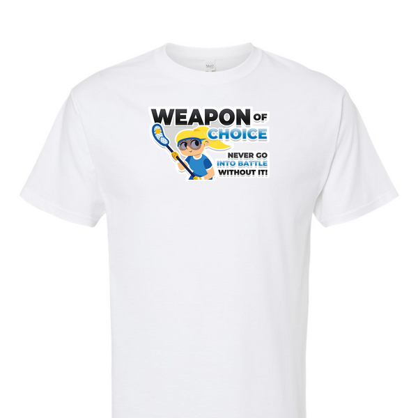 [[color:White]] Weapon of Choice Blue Jersey Girls Lacrosse Short Sleeve T-shirt White