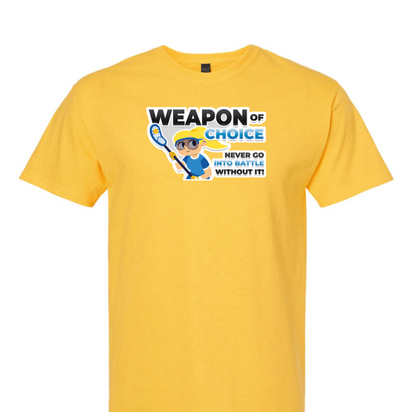 [[color:Daisy]] Weapon of Choice Blue Jersey Girls Lacrosse Short Sleeve T-shirt Daisy