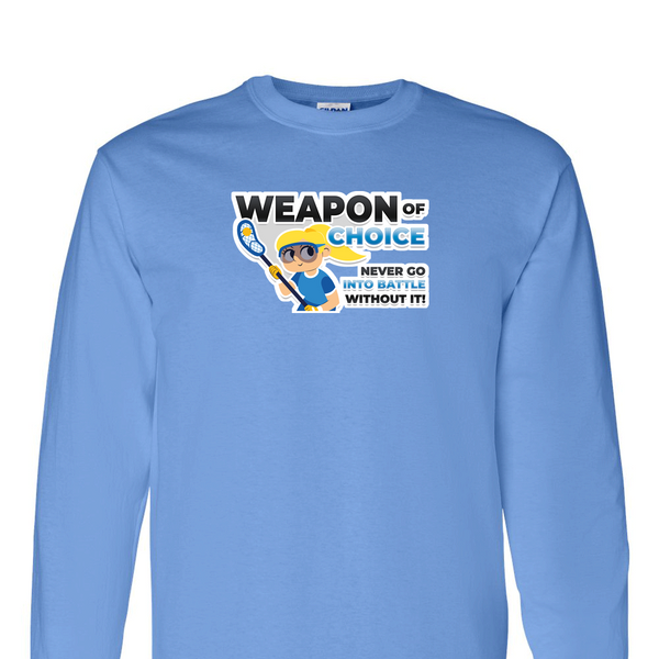 [[color:Carolina Blue]] Weapon of Choice Blue Jersey Girls Lacrosse Long Sleeve T-shirt Carolina Blue