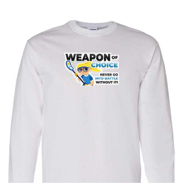 [[color:White]] Weapon of Choice Blue Jersey Girls Lacrosse Long Sleeve T-shirt White