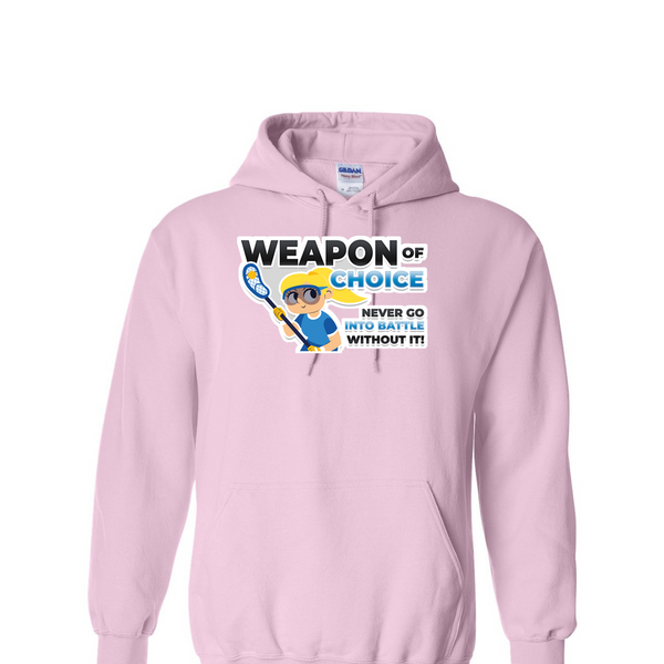 [[color:Light Pink]] Weapon of Choice Blue Jersey Girls Lacrosse Hoodie Light Pink