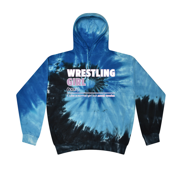 [[color:Blue Ocean]] Wrestling Girl Definition Tie Dye Hoodie Blue Ocean