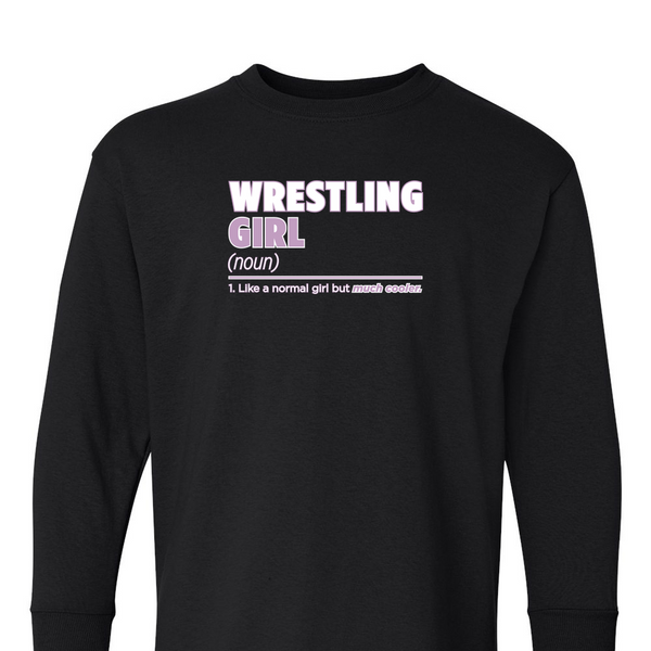 [[color:Black]] Wrestling Girl Definition Long Sleeve T-shirt Black