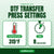 DTF transfer press settings, 315 degrees F for 8 seconds