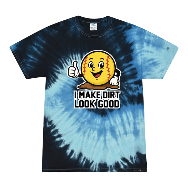 [[color:Blue Ocean]] I Make Dirt Look Good Softball Tie Dye T-shirt Blue Ocean