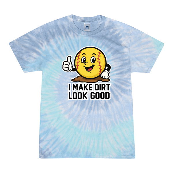 [[color:Lagoon]] I Make Dirt Look Good Softball Tie Dye T-shirt Lagoon