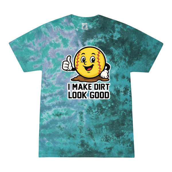 [[color:Zero G]] I Make Dirt Look Good Softball Tie Dye T-shirt Zero G